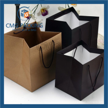 Recycled Brown and Black Kraft Paper Bag for Cake (DM-GPBB-161)